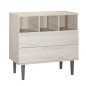 COMMODE 2 TIROIRS 3 NICHES OPALINE GRIS
