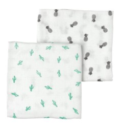 LOT 2 LANGES BAMBOU ANANAS ET CACTUS