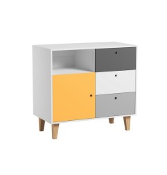 COMMODE BLANC/GRIS JAUNEA&nbsp;SAFRAN CHAMBRE CONCEPT