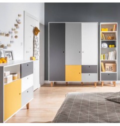 COMMODE BLANC/GRIS JAUNEA&nbsp;SAFRAN CHAMBRE CONCEPT