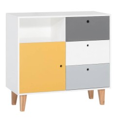 COMMODE BLANC/GRIS JAUNEA&nbsp;SAFRAN CHAMBRE CONCEPT