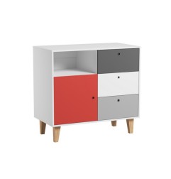 COMMODE BLANC/GRIS ROUGE CHAMBRE CONCEPT