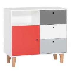 COMMODE BLANC/GRIS ROUGE CHAMBRE CONCEPT