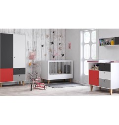 COMMODE BLANC/GRIS ROUGE CHAMBRE CONCEPT