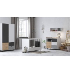 COMMODE BLANC GRIS BOIS OAK CHAMBRE CONCEPT