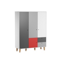 ARMOIRE 3 PORTES ROUGE CONCEPT