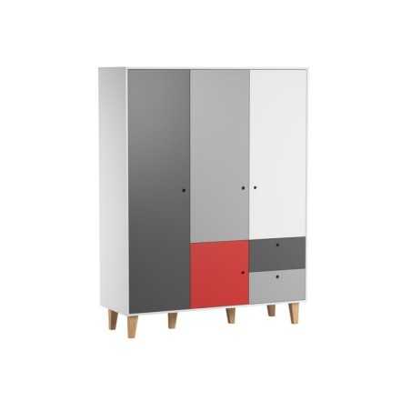 ARMOIRE 3 PORTES ROUGE CONCEPT