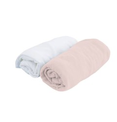 LOT DE 2 DRAPS-HOUSSE 70X140 CM BLANC DRAGEE