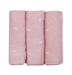 LOT 3 LANGES 70X70- PETALES ROSES