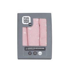 LOT 3 LANGES 70X70- PETALES ROSES