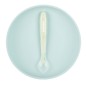 SILICONE ASSIETTE (BLEU CLAIR+ CUILLERE)