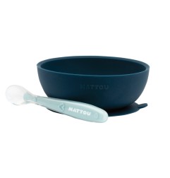 SILICONE BOL (BLEU MARINE+CUILLERE)