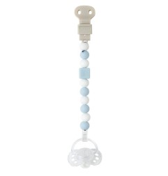 ATTACHE SUCETTE SILICONE BLEU-BLANC