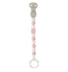 ATTACHE SUCETTE SILICONE ROSE-BLANC