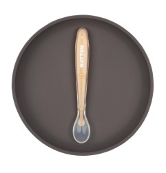 SILICONE ASSIETTE ( GRIS+CUILLERE)