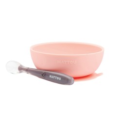 SILICONE BOL (ROSE PALE+CUILLERE)