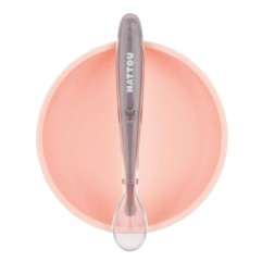 SILICONE BOL (ROSE PALE+CUILLERE)