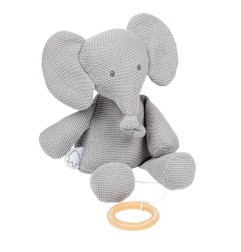 DOUDOU MUSICAL TRICOT GRIS 32 CM TEMBO