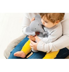 DOUDOU MUSICAL TRICOT GRIS 32 CM TEMBO