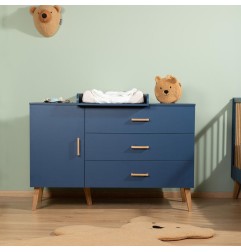 BOLD BLUE - COMMODE 3 TIROIRS+1 PORTE