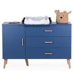 BOLD BLUE - COMMODE 3 TIROIRS+1 PORTE