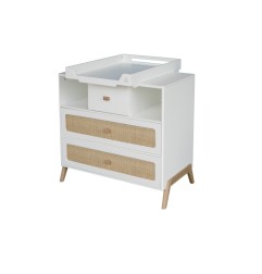 MARELIA ROTIN COMMODE 3 TIROIRS FACADE TRESSAGE ROTIN