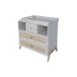 MARELIA ROTIN COMMODE 3 TIROIRS FACADE TRESSAGE ROTIN