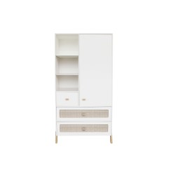 MARELIA ROTIN ARMOIRE 4 TIROIRS, ETAGERES, PENDERIE. FACADE TRESSAGE ROTIN