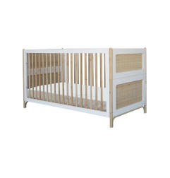 OCEANIA LIT 70X140 EVOLUTIF PIEDS EN CANNE DE ROTIN ET FACADES DE LIT TRESSAG