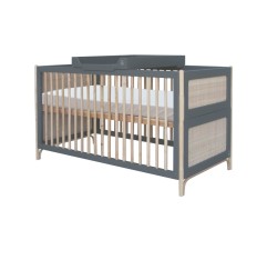 OCEANIA LIT 70X140 EVOLUTIF PIEDS EN CANNE DE ROTIN ET FACADES DE LIT TRESSAG