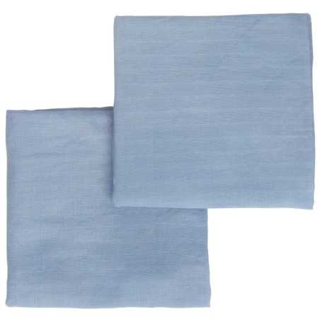 LOT DE 2 LANGES UNIS GAIA BLEU 70X70CM