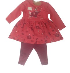 ENS ROBE+LEGGING FILLE CRANBERRY 24M
