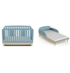 FIRMIANA DUO BLEU LIT EVOLUTIF 70*140 +COMMODE+PLAN A LANGER