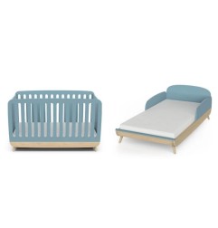 FIRMIANA TRIO BLEU : LIT EVOLUTIF 70*140+COMMODE+PAL+ARMOIRE 2P