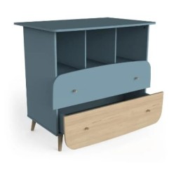 FIRMIANA TRIO BLEU : LIT EVOLUTIF 70*140+COMMODE+PAL+ARMOIRE 2P