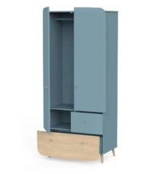 FIRMIANA TRIO BLEU : LIT EVOLUTIF 70*140+COMMODE+PAL+ARMOIRE 2P