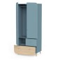 FIRMIANA TRIO BLEU : LIT EVOLUTIF 70*140+COMMODE+PAL+ARMOIRE 2P