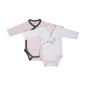 BODIES BLANC/ROSE LOT DE 2 TAILLE NAISSANCE MISS FLEUR DE LUNE