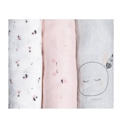 LANGES 70X70CM LOT DE 3 MISS FLEUR DE LUNE