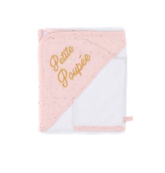 CAPE DE BAIN BRODEE PETITE POUPEE + GANT - GIRLY CHIC