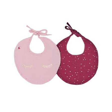 LOT DE 2 BAVOIRS NAISSANCE EN GAZE - GIRLY CHIC