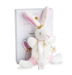 LAPIN FLEURS - DOUDOU AVEC ATTACHE TETINE