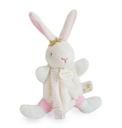 LAPIN FLEURS - DOUDOU AVEC ATTACHE TETINE