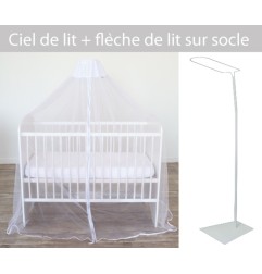 LOT CIEL DE LIT BLANC + FLECHE SUR SOCLE POUR LITB