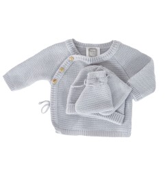 LOT BRASSIERE CHAUSSONS BONNET GRIS