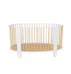 LIT 60 X 120 BLANC/NATUREL AVEC MATELAS ET HOUSSES