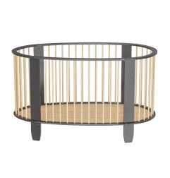 LIT 60X120 GRIS ANTRACHITE/NATUREL AVEC MATELAS ET