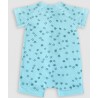 Barboteuse bébé zippée coton stretch bleu 1M
