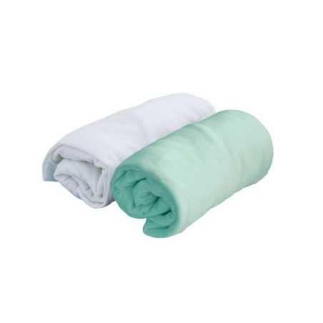 LOT DE 2 DRAPS-HOUSSE 60X120 CM BLANC AQUA
