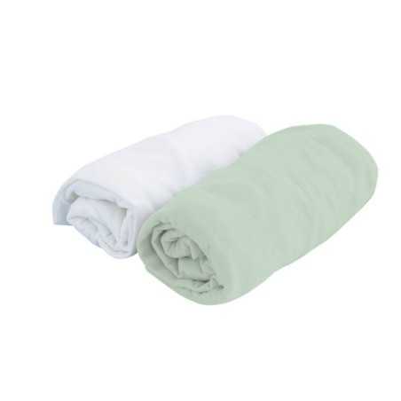 LOT DE 2 DRAPS-HOUSSE 60X120 CM BLANC MINT